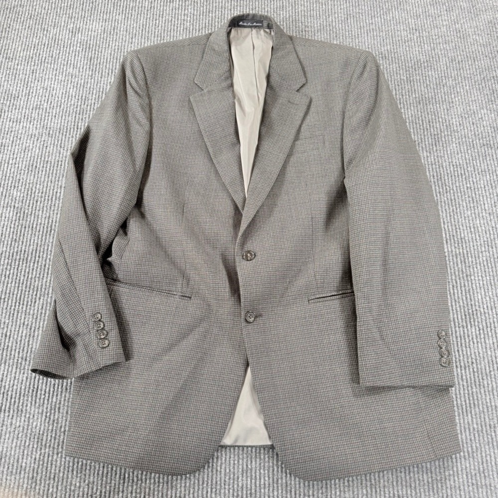 Lauren Ralph Lauren Wool Blazer Grey Houndstooth Sport Coat Mens 42 Long